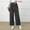 thumbnail image 2 of dGslk High Waist Wide Leg Pants for Women Casual Loose Fit Trousers with Pockets Elegant Straight Leg Bottoms for Daily Wear Dark Gray L, 2 of 2