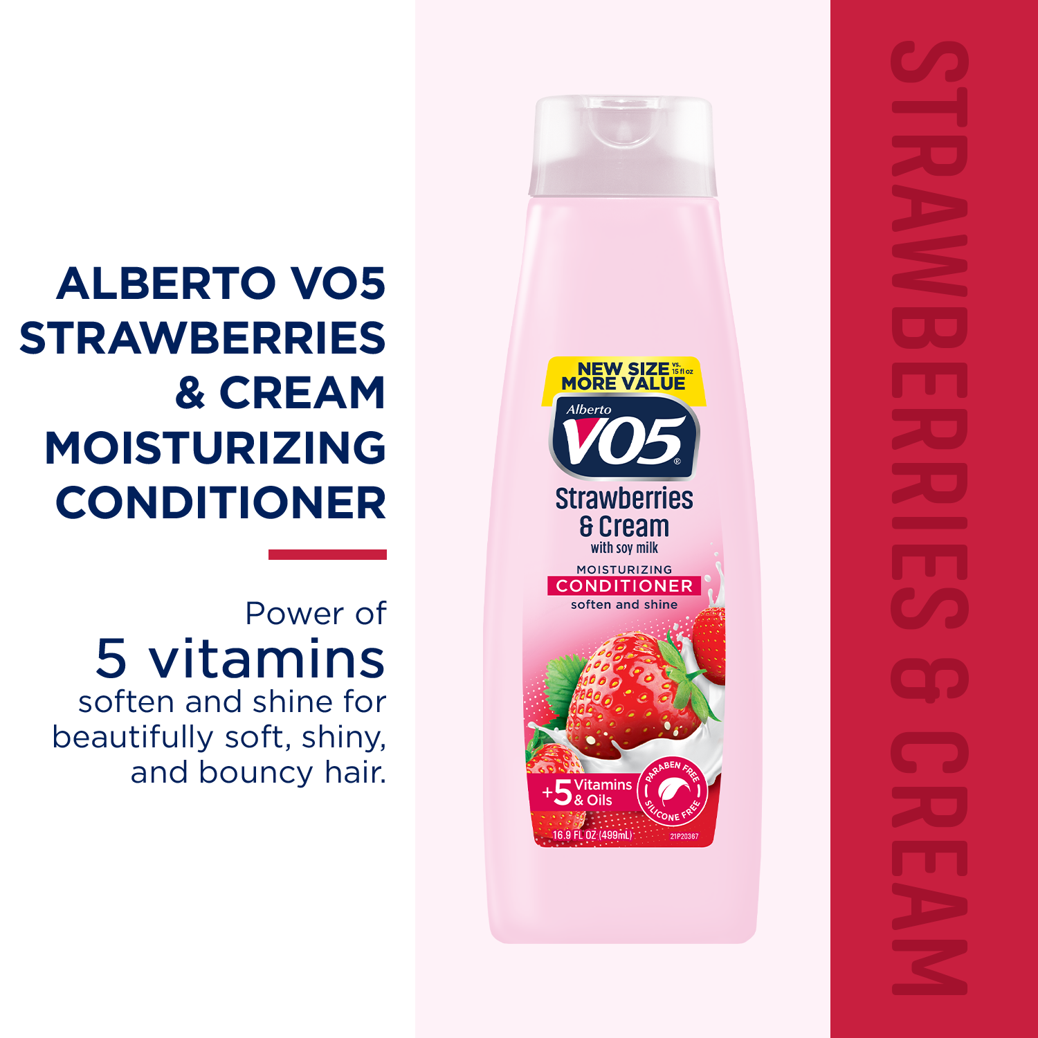 Alberto VO5 Strawberries & Cream Moisturizing Conditioner, for All Hair Types, 16.9 fl oz - image 3 of 6