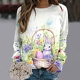thumbnail image 2 of WEAIXIMIUNG Chandail en Molleton pour Femmes Col Rond Imprimé de Pâques Col Rond Pull Manches Longues Blouse Ample, 2 of 7