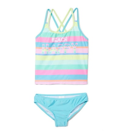 Freestyle Revolution Girls 4-16 Beach Happy Striped Tankini Swimsuit
