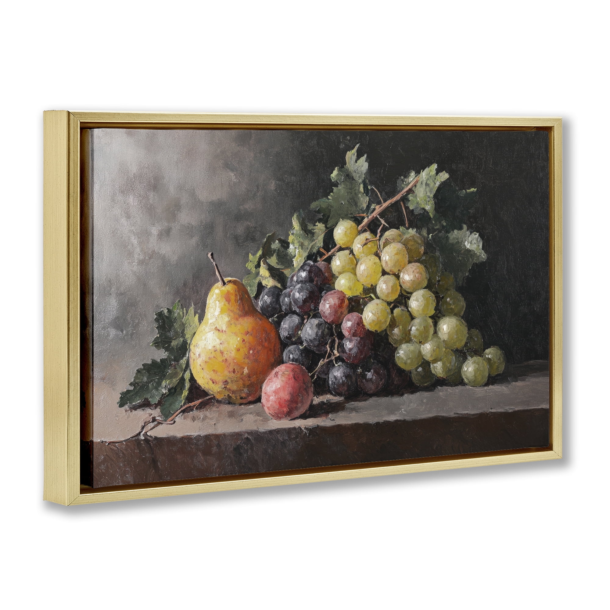 Stupell Industries Bountiful Fruit Classic Still Life Gold Framed Floater Canvas Wall Art, design by Petal Prints Design
