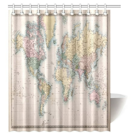 MYPOP Old World Map Shower Curtain Original Old Hand
