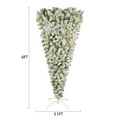 thumbnail image 5 of 6FT Upside Down Artificial Christmas Tree with White Flocked, Pre-lit Xmas Tree with 360 LED Lights and 8 Golden Stars, Christmas Hinged Spruce Full Tree, for Home Office Festive Decor, 5 of 9