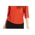 thumbnail image 3 of BCX Juniors' Lattice-Sleeve WrapTop Orange Size Extra Large, 3 of 3