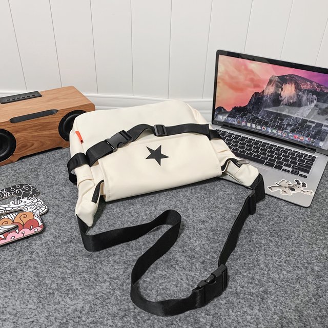 Bolso de mano informal con patrón de estrellas Y2K, Bolso de nailon unisex, cremallera con solapa impermeable