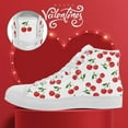 thumbnail image 3 of CoolcustomMen's Valentine's Day Cherry-Themed High-Top Sneakers with Cherry Pattern (Berties/Cheeries), Lace-Up Ankle Footwear for Streetwear, & Daily Wear - Rubber Sole & Fabric Upper Casual Shoes, 3 of 10