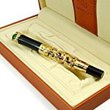 Fine Tip Disposable Fountain Pen Luxury Golden Chinese Ming Dynasty Emperor Style Dragon Play Jade Ball Fountain Pen Fine Tip ()