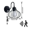 thumbnail image 5 of FSLiving Timer Set,PIR Motion Sensor,Wall Sconces UL 5.9 Ft Plug in Cord E26 Base Vintage Design Metal Hollow Cage Shade Black Wall Light Fixture for Hallway Hotel Balcony Entrance - Set of 2, 5 of 8
