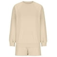 thumbnail image 7 of Scyoekwg Womens Sweatsuits 2 Piece Set Fall Outfits Long Sleeve Sweatshirt Shorts Matching Outfits Two Piece Set Fashion Casual Outfits Sets (Beige,S), 7 of 7