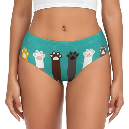 Womens Underwear - Cute Cat Paw And Dog No Show Seamless Underwear for Women  Soft Stretch Womens Panties  Hipster Ladies Panties Bikini Underwear Briefs