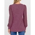 thumbnail image 2 of Cogild Women V-Neck Ribbed Knit Sweaters for Womens with Puff Lace Long Sleeves Shirts Top for Office Everyday Wear, 2 of 6