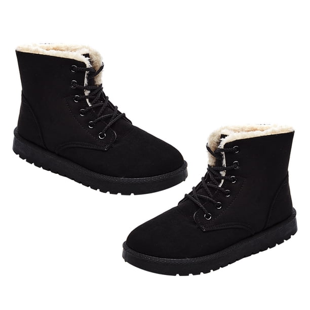 EeaseMX 1 par de botas de nieve para estudiantes, botines cálidos para mujer, zapatos con cordones, botas de algodón