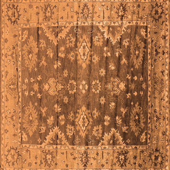 Ahgly Company Indoor Square Oriental Orange Industrial Area Rugs, 6' Square