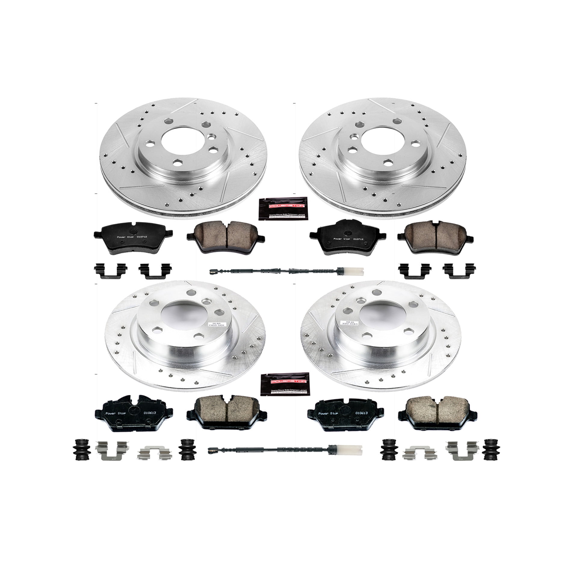 PowerStop Front and Rear Z23 Evolution Sport Carbon-Fiber Ceramic Brake Pad and Drilled & Slotted Rotor Kit Fits: MINI COOPER Select Models K6666
