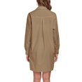 thumbnail image 3 of FIOPHY Women's Button Down Shirt Dress with Pockets Oversize Collared Long Sleeve High Low Tunic Dresses Blouse, Khaki,L, 3 of 5