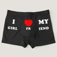 thumbnail image 2 of Men's Shorts I love My Girlfriend Printed Breathable Comfortable Soft Daily Wear Underwear, 2 of 7