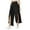 a-159Black37, variant on Womens Solid Color Breathable Split Wide Leg Pants With Elastic High Waist Pockets For Casual Daily Wear Summer Outings Black