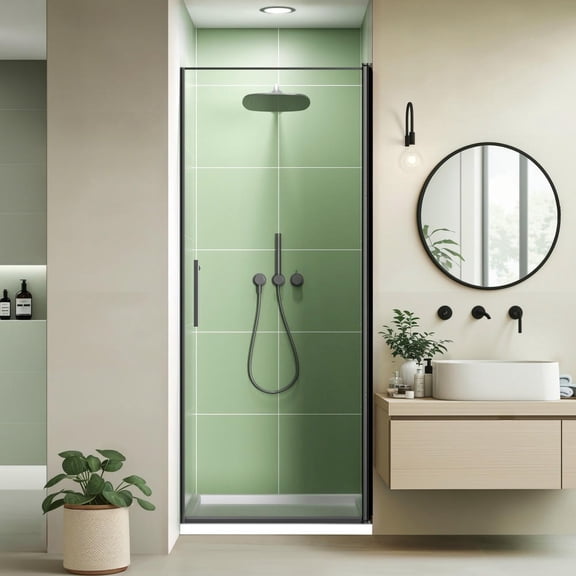Barara King 30*72" Best Shower Door with Pivot Swing Matte Black All-sealed Design, 1/4" Thickness Glass Shower Door for Bathroom, Black