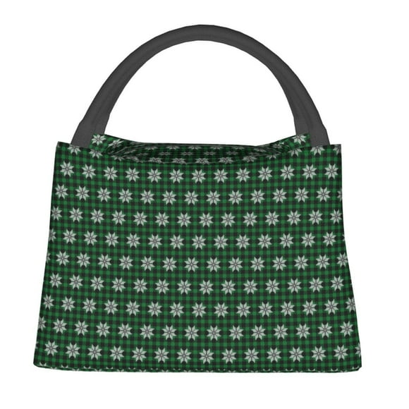 Fotbe Green Buffalo Plaid Merry Christmas Bolsa Térmica Portátil con Estampado, Bolsa de Entrega de Alimentos Aislada, Bolsa Reutilizable de Gran Capacidad para Comidas y Supermercado