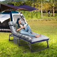 thumbnail image 5 of MOPHOTO Folding Camping Cot, Portable Folding Lounge Chair, Adjustable 4-Position Adults Reclining Folding Chaise with Pillow, Sleeping Cots,Patio Lounge Chairs with Cushion, 5 of 10