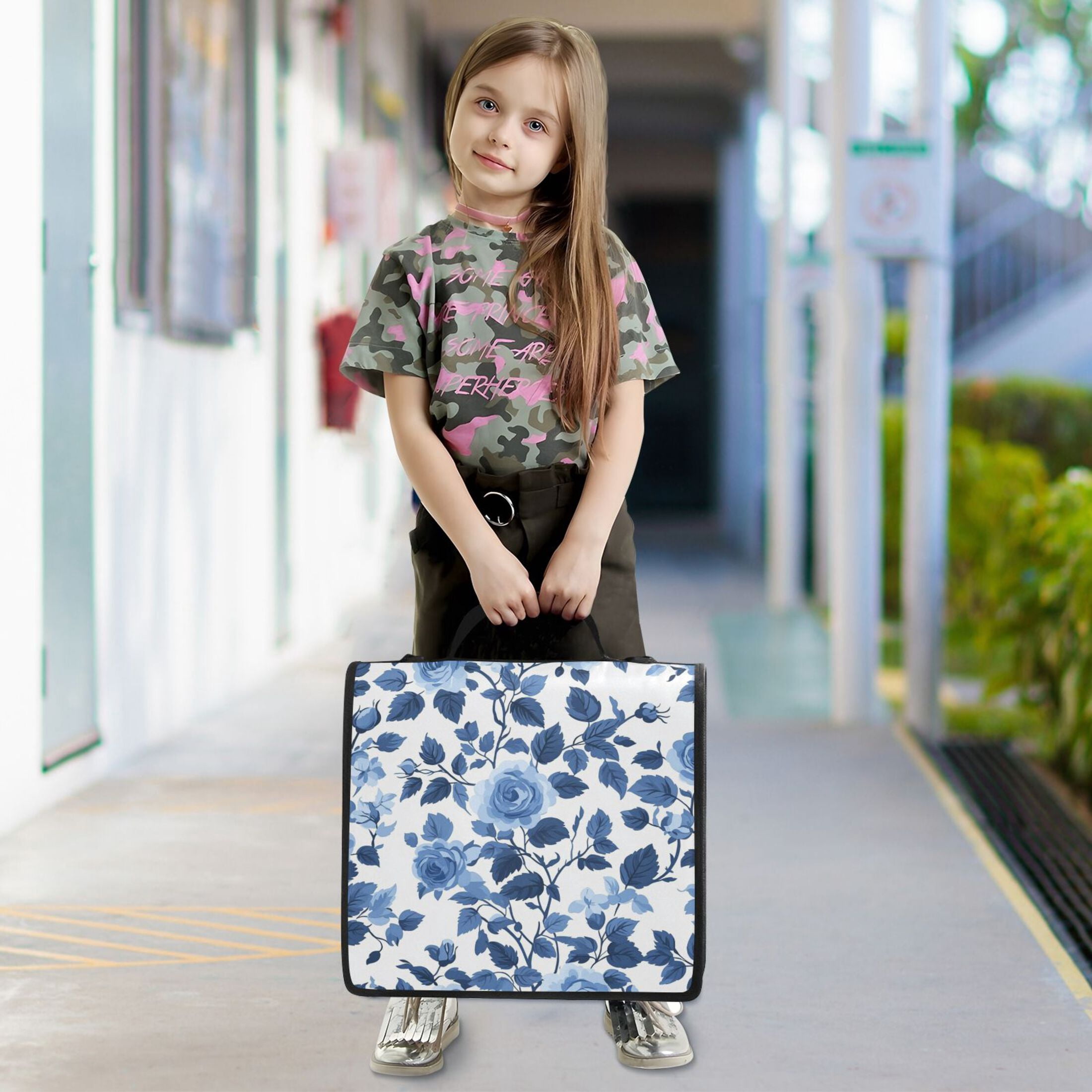 YAZAOO Zipper Binder trapper keeper Documents Organized Design Blue Bloom Serenade Printed