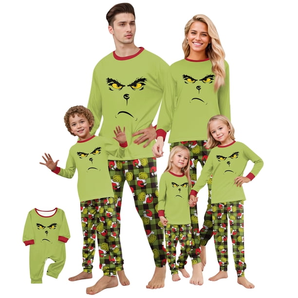 Matching Pajamas Grinches Matching Family Outfits, Colorful Christmas Pjs for Family (Women, 3XL)