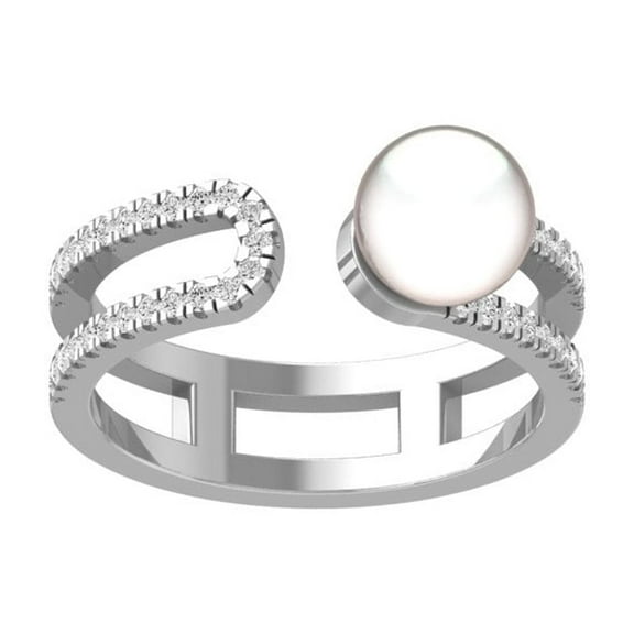 ARAIYA FINE JEWELRY Sterling Silver Round-Shape Lab Grown Diamond Fashion Open Band Ring (1/4 Cttw, D-F Color, VS1 Clarity) Size 5.5