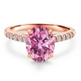 thumbnail image 3 of Gem Stone King 10K Rose Gold Pink Moissanite and Lab Grown Diamond Engagement Ring for Women | 2.20 Cttw | Oval 9X7MM | Gemstone Birthstone | Size 8, 3 of 6