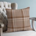 thumbnail image 4 of Pillow Covers 24x24 Set of 2, Brown Checkered Throw Pillow Covers Decorative Couch Cushion Cover, Stripes Brown Buffalo Plaid Microfiber Soft Square Pillowcases for Bedroom Living Room Sofa, 4 of 9
