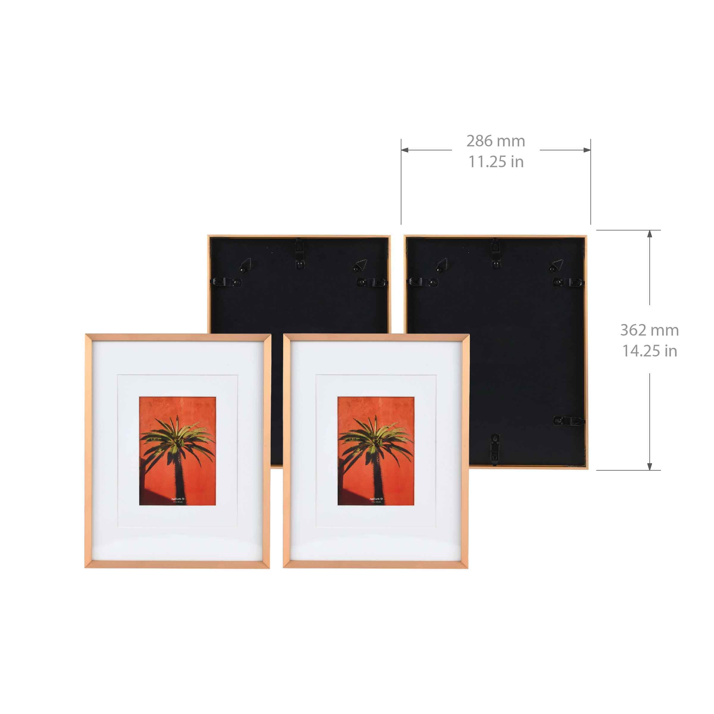 Prinz 11"x14" Double Matted for 8"x10" or 5"x7" Metal Table Top Picture Frame in Gold, 2 Pack