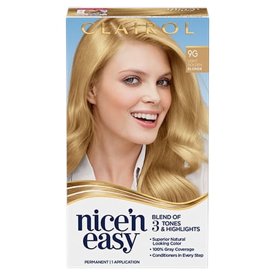 Clairol Nice'n Easy Permanent Hair Color Creme, 9G Light Golden Blonde, 1  Application, Hair Dye 