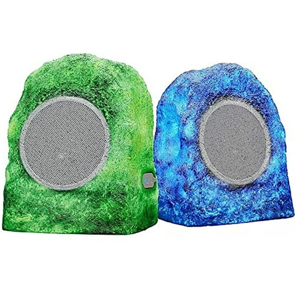 ION Audio Glow Rocker Pair Outdoor Wireless All-Weather Bluetooth Speakers, Weather-Resistant Pool Deck Safe Patio Garden Speaker Set