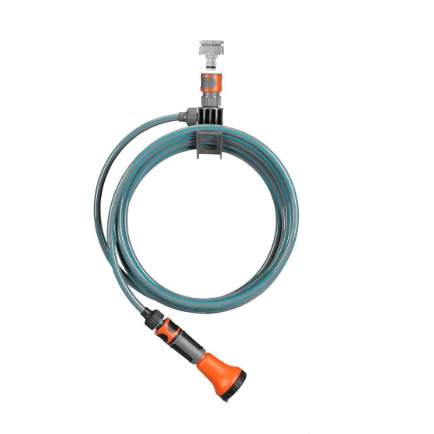City Garden Terraces Spiral Hose 7.5 m: 9 mm Garden Hose with Integrated Hose Holder, Original System Components and Shower, Gray