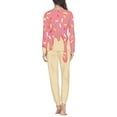 thumbnail image 3 of Renewold Comfy Pajamas for Women Set Pink Melting Ice-Cream Printed Nightsleep Long Sleeve Round Neck Sweatpants Size M, 3 of 5