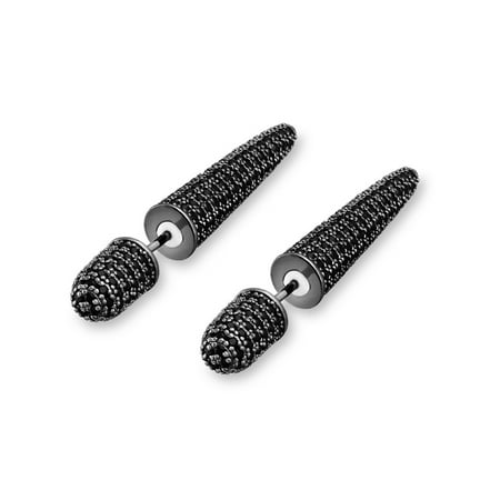 Cz Tapered Spike Black Rhodium Plated Cheater Plugs Earrings Cz Tapered Spike Black Rhodium Plated Cheater Plugs Earrings