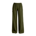thumbnail image 4 of ClodeEU Women's Elastic High Waist Tassel Drawstring Wide Leg Pants, Casual Loose Trousers with Pockets Army Green,Women's Plus L, 4 of 6