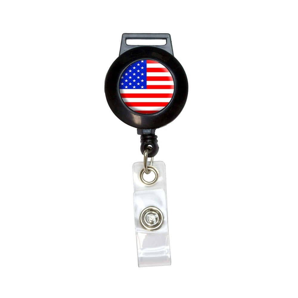 American USA Flag - Patriotic Retractable Badge Card ID Holder ...