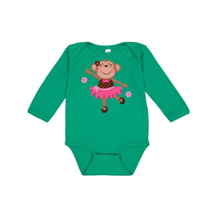 

Inktastic Ballerina Dance Monkey Gift Baby Girl Long Sleeve Bodysuit