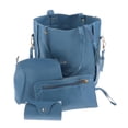 thumbnail image 1 of Sonducket Pack of 4 Women PU Leather Zipper Handbags Closure Set Bolsas de mensajero y de hombro Azul, 1 of 1
