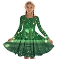 thumbnail image 4 of SBYOJLPB Robe Imprimée pour la Saint-Patrick, Robe de Récital Scolaire pour Filles, Manches Longues, Extensible, Ligne A, Robe Patineuse Tournoyante, Col Rond, 4 of 5