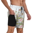thumbnail image 2 of Logiee hummingbird in floral Print Men's Swim Trunk,Quick Dry Board Shorts ,Men's Swim Trunks with Compression Liner, Bathing Suits with Pockets-Medium, 2 of 6
