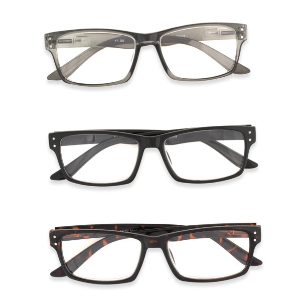 Inner Vision 3Pack Reading Glasses for Men & Women (+1.25) 3 Clear
