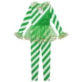 thumbnail image 4 of Zaldita Kids Girl's Striped Christmas Costume Gymnastics Leotards Unitard Ballet Dance Tutu Dress Green 8, 4 of 6