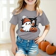thumbnail image 2 of NIEWTR Halloween Shirt for Girls Graphic Tshirt Spooky Ghost Shirts Graphic Tee Funny Cute Short Sleeve Tops Halloween T-Shirt (6-7 Years,Grey), 2 of 5
