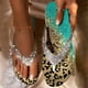 thumbnail image 2 of WILLBEST Sandalias De Verano Para Mujer Con Estampado De Leopardo Y Diamantes De Imitación, Informales, Con Punta Abierta, Planas, Suaves Y Transpirables, 2 of 6