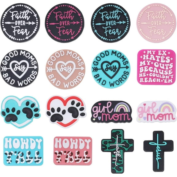 DIY 16PCS Characters Funny Words Silicone Beads Silicone Focal Beads for Pens Silicone Beads Bulk for Keychain Making Bracelets Necklaces Lanyards Handmade DIY Crafts Supplies DIY