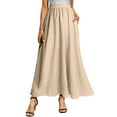 thumbnail image 1 of Xuanfei Women Bohemian Elastic Waistband Pocket Solid Color Pleated Maxi Skirt, 1 of 8