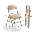 thumbnail image 2 of 4 Pack Folding Chairs, Fabric Dining Chair Set with Padded Cushion and Back, Indoor, Outdoor Seat for Office, Home, Wedding, Party (Oatmeal Stripe Fabric Seating), 2 of 5