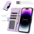 thumbnail image 6 of Wallet Case for iPhone 14 Pro with [RFID Blocking] Card Holder Kickstand with Lanyard,Magnetic Clasp PU Flip Leather Shockproof Full-body Phone Case for iPhone 14 Pro,Purple, 6 of 7
