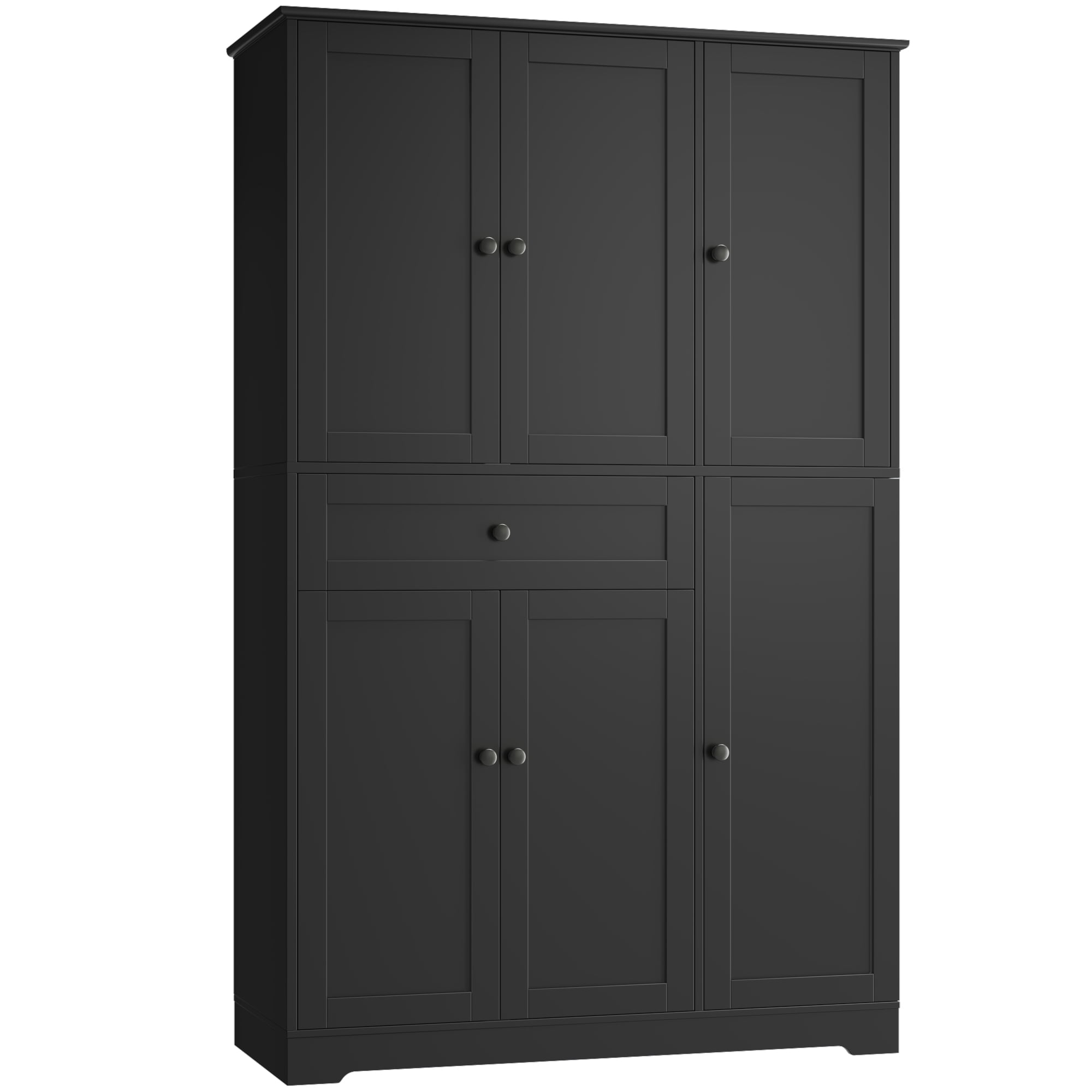 Homfa Kitchen Pantry Storage Cabinet, 68" Food Pantry Cabinet with Drawer and Door Shelf, 6 Door Freestanding Cupboard Buffet for Dining Room, Black
